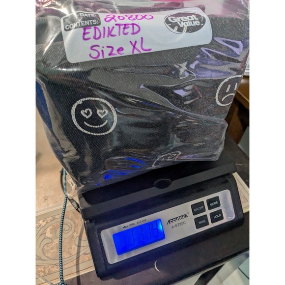 EDIKTED MOODY EMOJI AOP Women Size XL Wide-Leg Black Washed Denim Jeans NEW - Picture 15 of 15